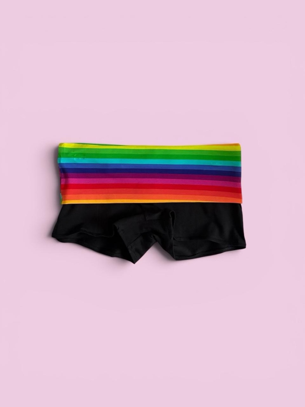 Black Women's Shorts with Rainbow Waistband